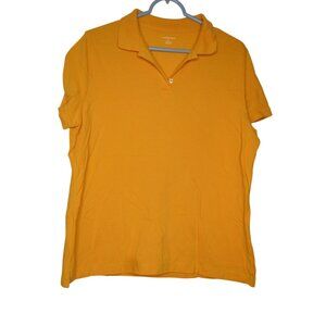 Lands' End Women's Size L orange 100% cotton short sleeve Polo Shirt